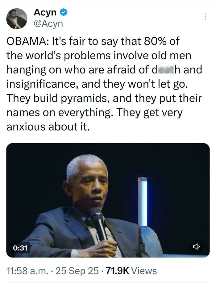 Obama speaking, with text about old men holding onto power, representing an "Eat The Rich" moment. Obama speaking, with text about old men holding onto power, representing an "Eat The Rich" moment.